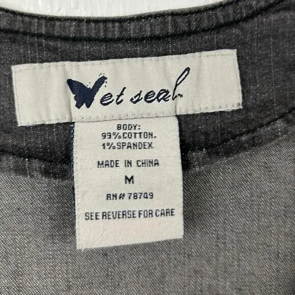 Wet Seal Vintage Sleeveless Denim Vest Women Black Grunge Western Y2K Medium - Picture 3 of 5